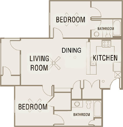 B4 - Two Bedroom / Two Bath - 1,052 Sq. Ft.*